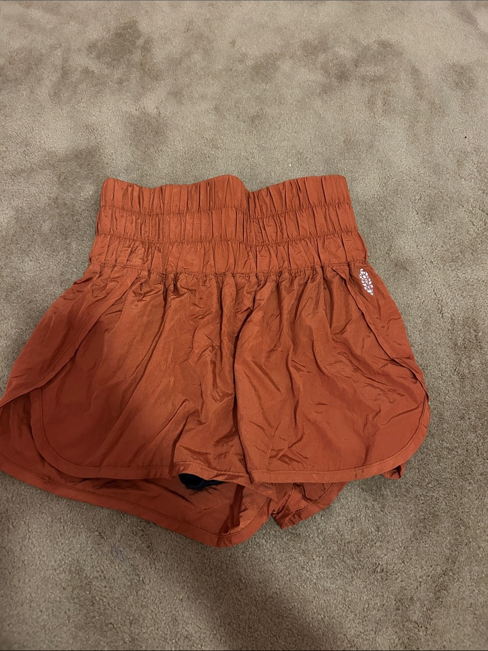 High-Waist Burnt Orange Women’s Athletic Shorts